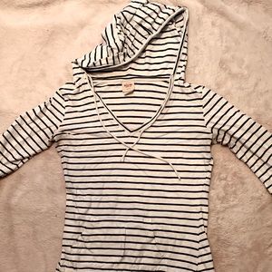 Black and White Striped Hoodie